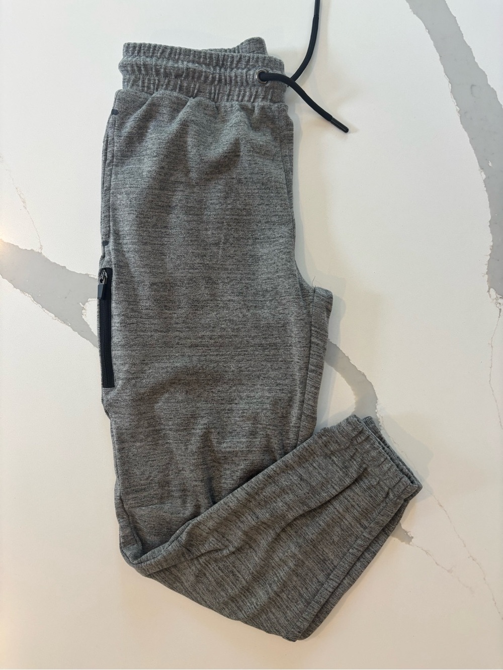 Grey Kids Jogger Pants with Zip Pocket, Drawstring & Elastic cuffs